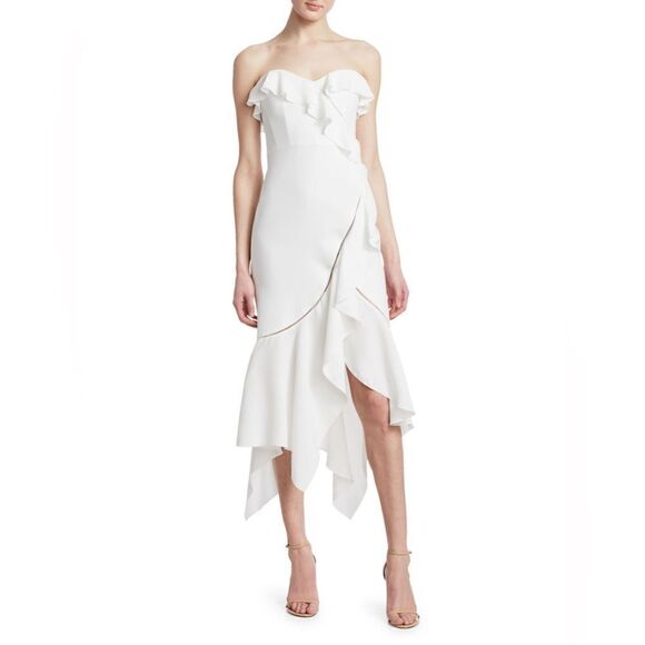 Jonathan Simkhai Assymetric Ruffle Dress size 4 white - Picture 1 of 10